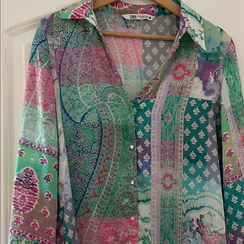 Zara Colorful Paisley Patchwork Shirt